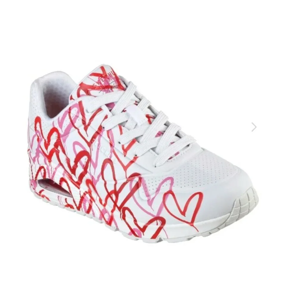 White Red Hearts Skechers X JGoldcrown Uno Spread Love Sneakers Womens Size 7